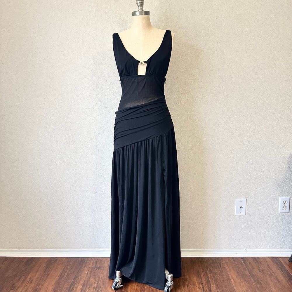 RUNAWAY THE LABEL Denver Maxi Dress Black Sleeveless Cut Out Party